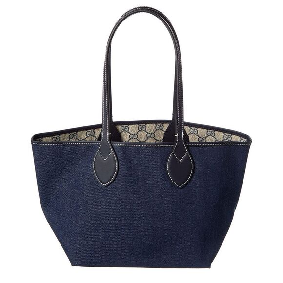 Gucci Totissima Small Reversible Denim & Leather Tote, Blue - Picture 2 of 4